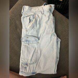 Aero denim wide leg cargo pants